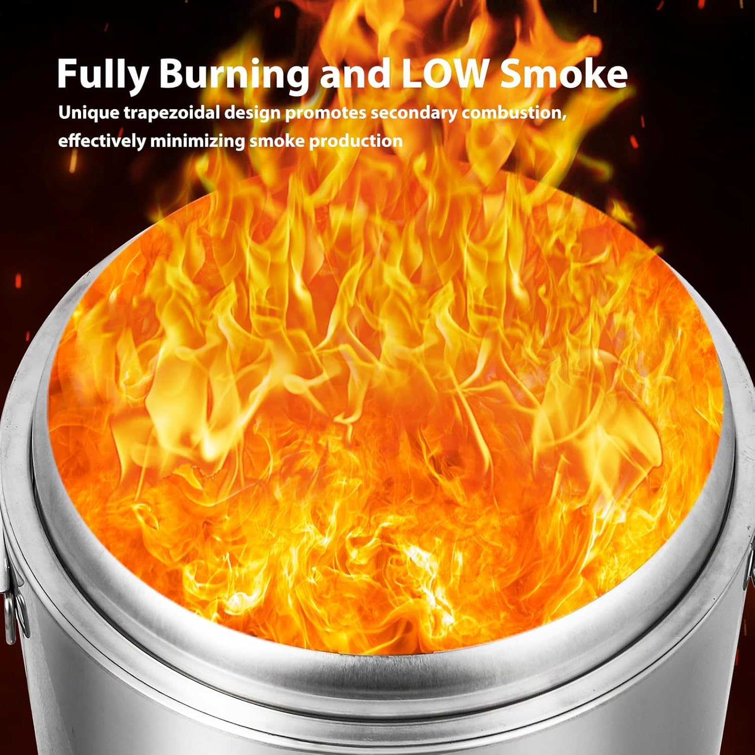 16.5 - Inch Smokeless and Portable Fire Pit Made of 304 Stainless Steel with Adjustable Air Vents, Ideal for Wood - Burning in Camping, Backyard and Patio