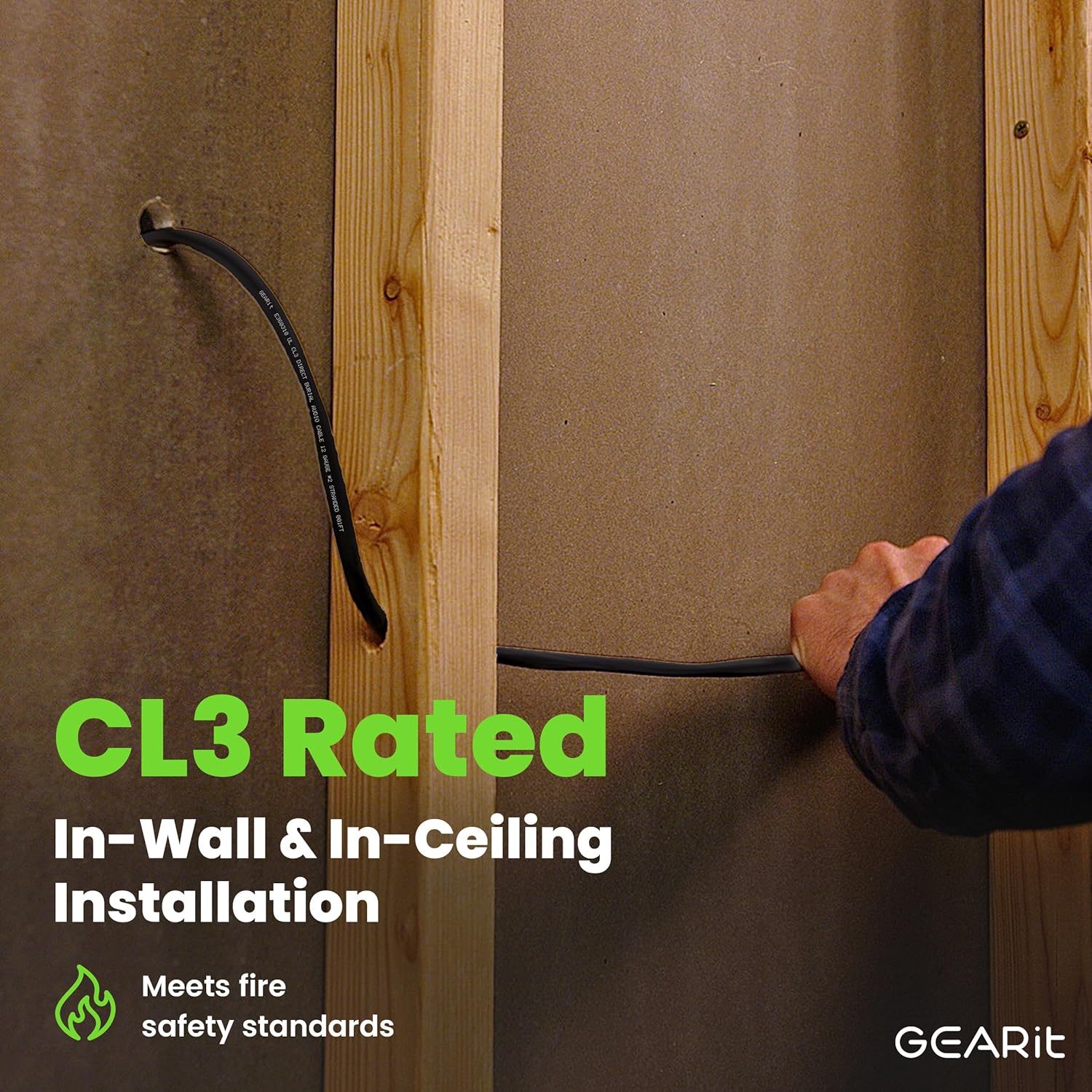 GearIT 14/2 Speaker Wire (250 Feet) 14AWG Gauge - Outdoor Direct Burial in Ground/in Wall / CL3 CL2 Rated / 2 Conductors - OFC Oxygen-Free Copper, Black 250ft