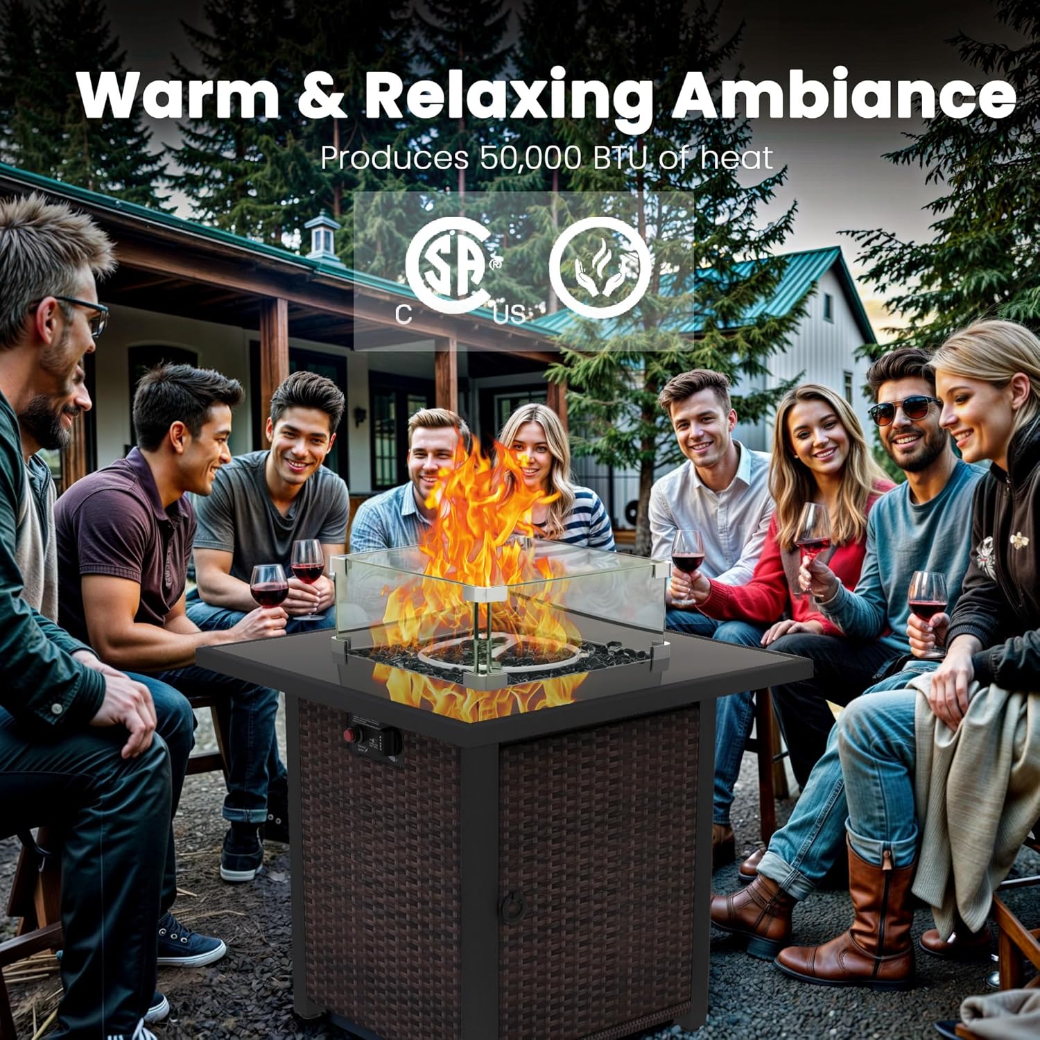 Propane Outdoor Fire Pit Table, 28