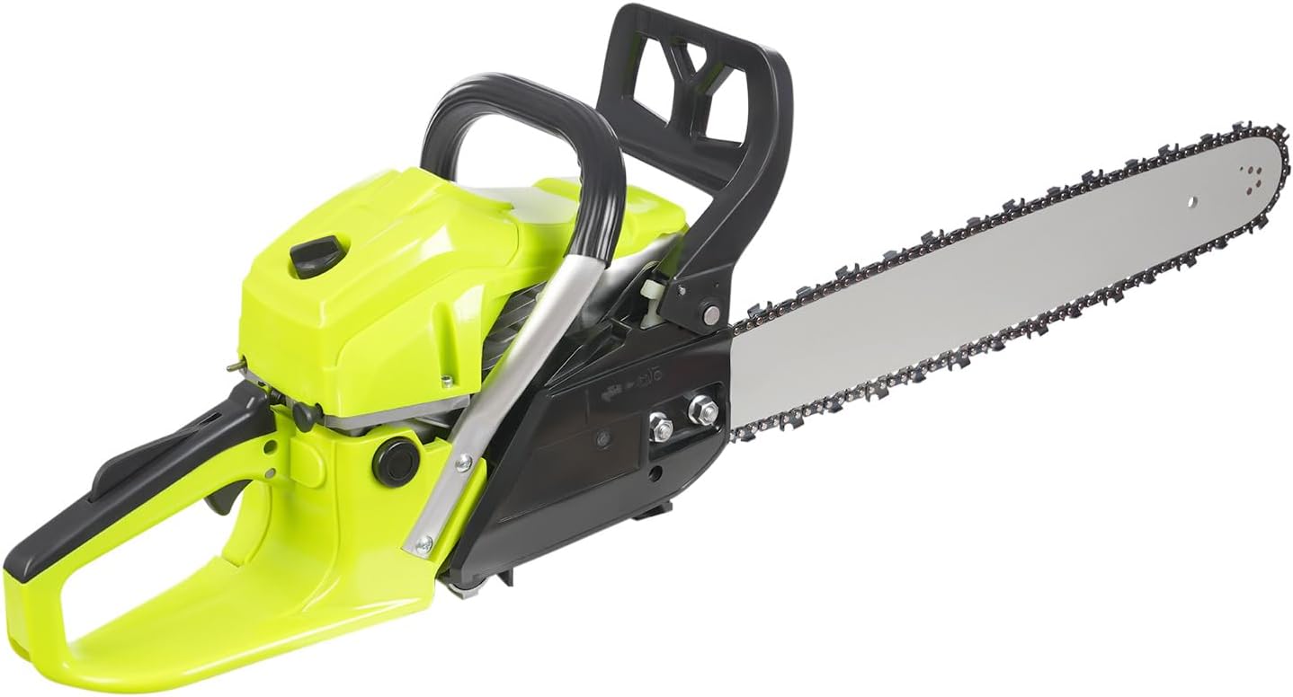 Chainsaw, 2-Stroke Single Cylinder Air-cooled Gas Chainsaw with Gloves & Guide Bar Cover 58CC Chain Saw Gas Power 18