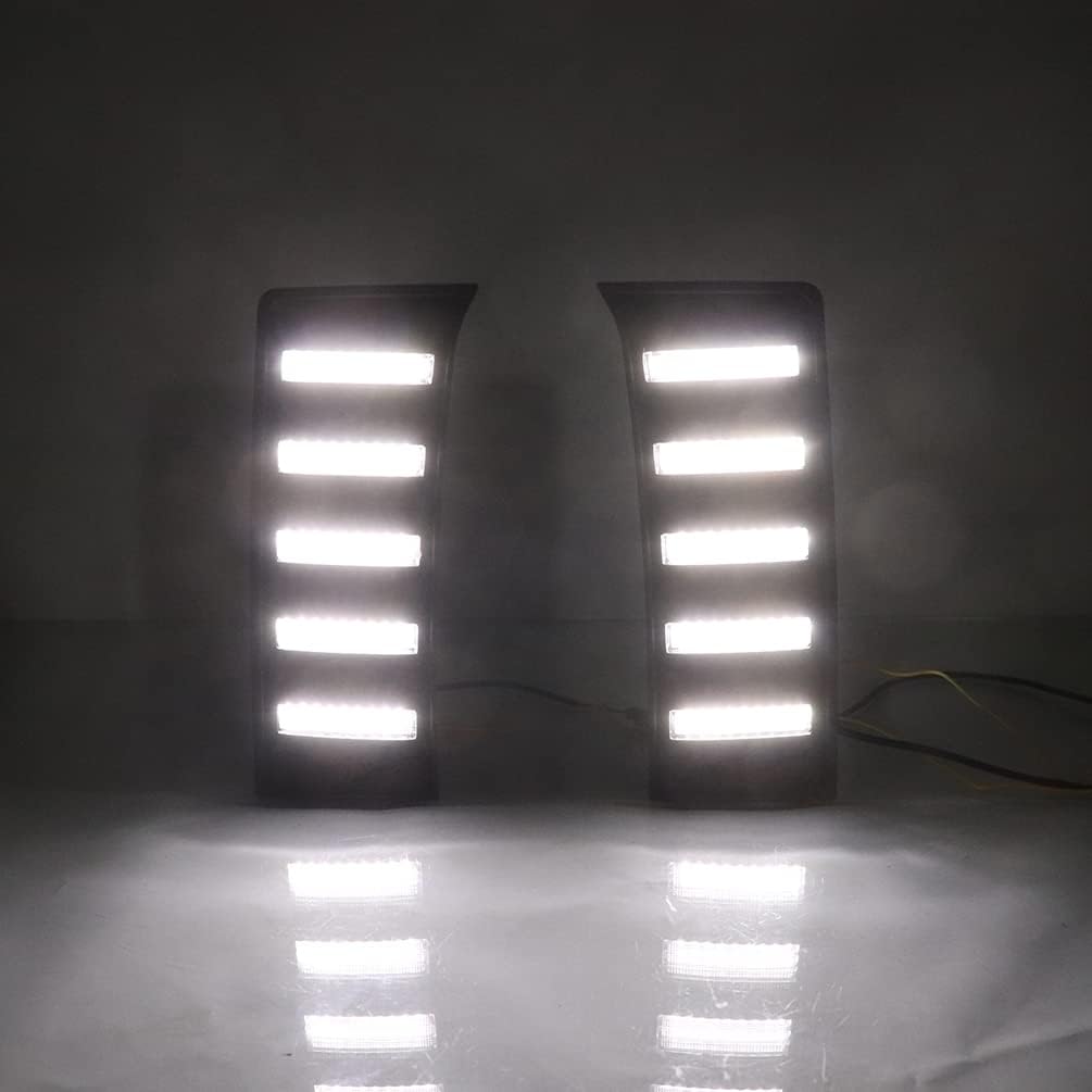 LED DRL Fog Lights with Amber Sequential Turn Signal Driving Lights Fit for 2022 2023 2024 2025 Toyota Tundra Front Bumper Fog Lamps Daylight Accessories