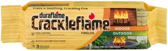 Duraflame Crackleflame Firelogs – Cozy Crackling Fireplace Logs, Fast Lighting in Under 5 Minutes, Burns 80% Cleaner Than Wood, Indoor/Outdoor Use (2 Cases + Matches)