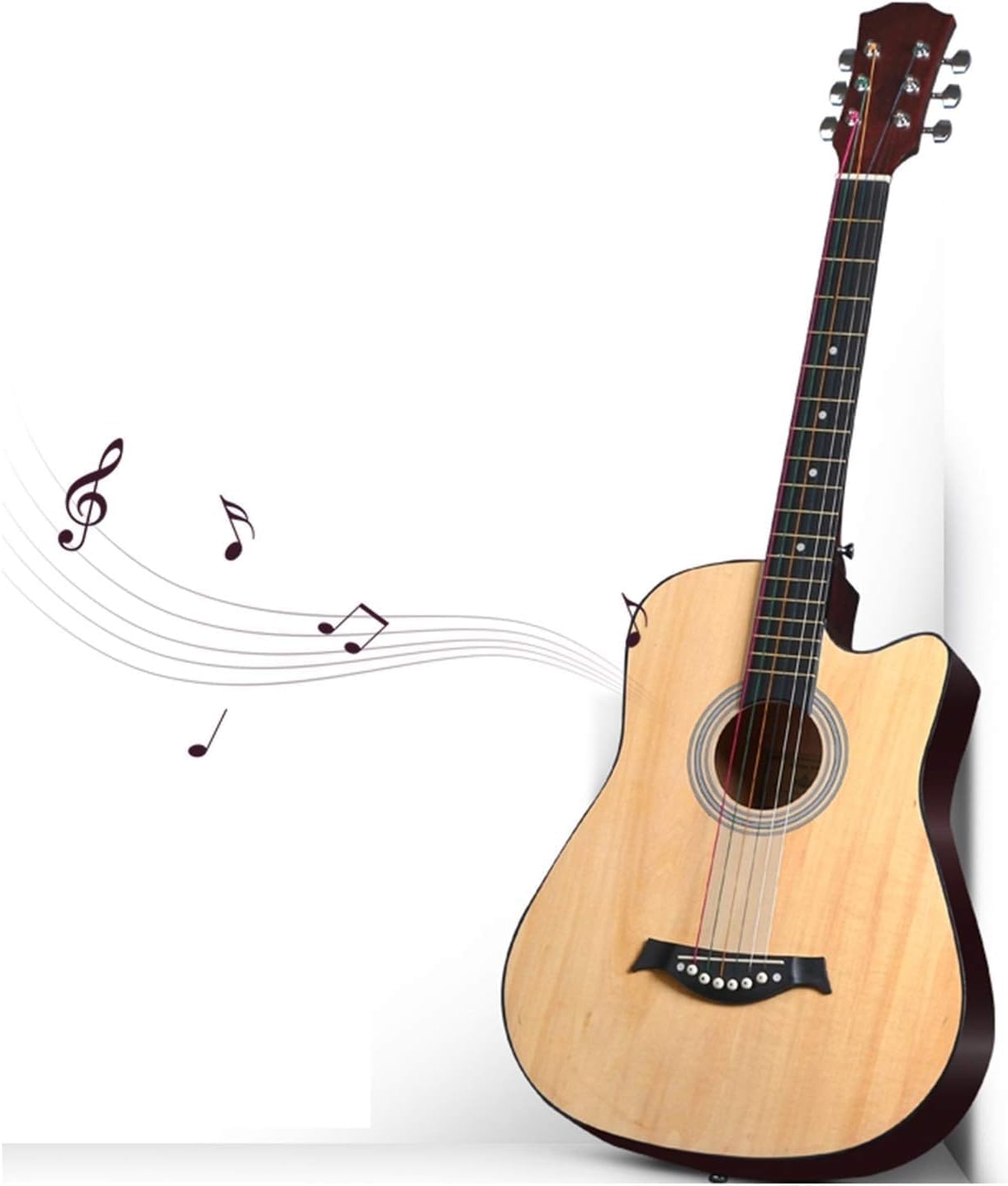 38 inch Classical Guitar Starter Kit with Bag Pick Steel String Veneer Acoustic Guitar Complete Accessories, for Kids(Size:38 inches,Color:#a)