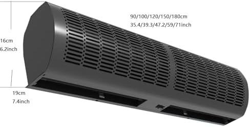 Black Strong Wind Commercial Air Curtain Machine with Remote Control, Elevator Car Shop Door Head, Efficient Wind Insulation(150cm(59inch))