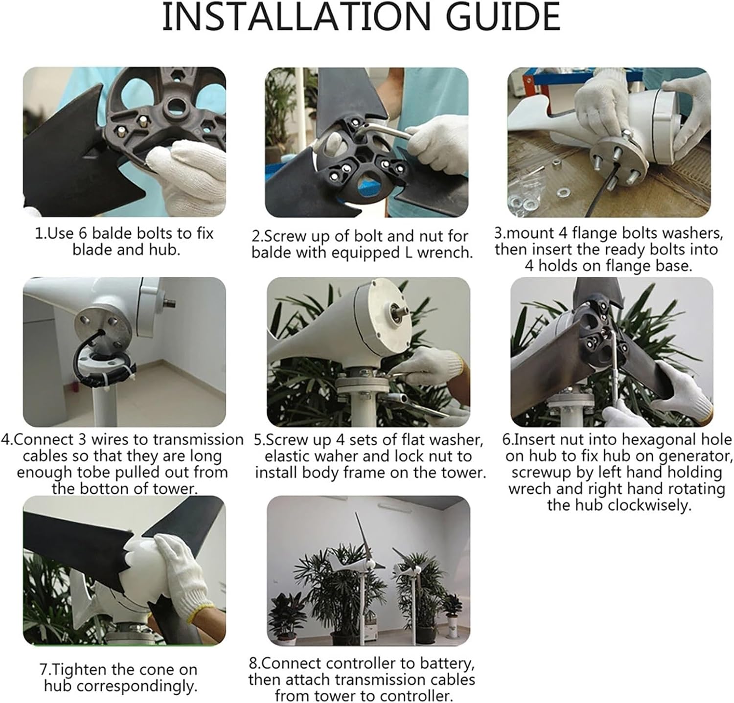 3000W Wind Turbine Generator Kit With Wind And Solar Controller 12V/24V/48V System, Suitable For Home Backup Power, Off-grid Cabin, Street Light, Solar Hybrid System(12V)