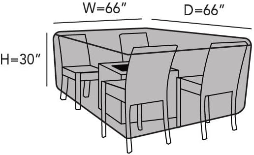 Covermates Ultima Square Fire Pit Chair Set Cover – Waterproof Heavy-Duty Outdoor Protection with Ripstop Polyester, Mesh Air Vents & Secure Buckle Straps, Square 66W x 66D x 30H, Ripstop Black