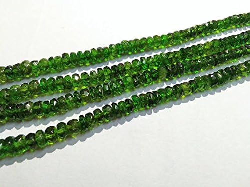 13 inch natural beads strand of 3-5mm faceted rondelle chrome diopside gemstone beads for DIY jewelry - necklace, bracelet, earring, ring.
