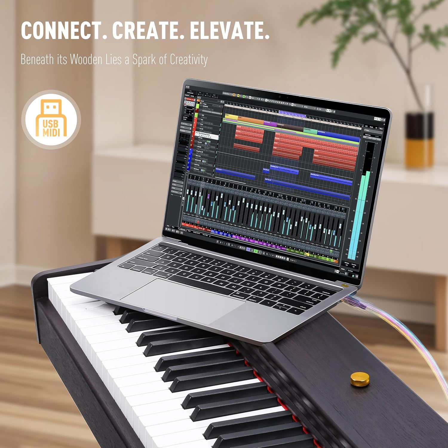 ALLSET Ligins 88-Key Digital Piano with Hammer Action | Professional Full Weighted Keyboard Electric Piano for Beginners, Dual Stereo Speakers, 3-Pedal, USB/MIDI Connectivity | Home Studio & Stage Use