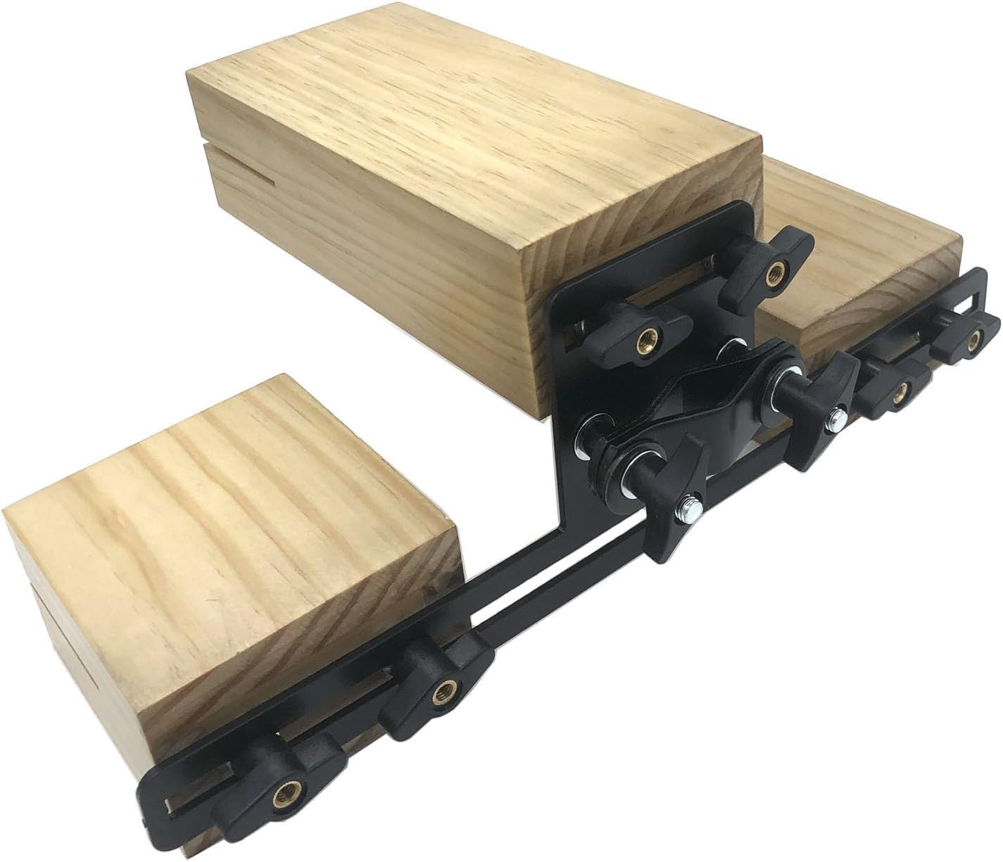 Tri-Bells Cowbell for Drum Set Triple Wood Block High Medium Low Pitch Wooden Jam Block for 0.63inch Post Mount Drum Set Cymbal Stand Accessories