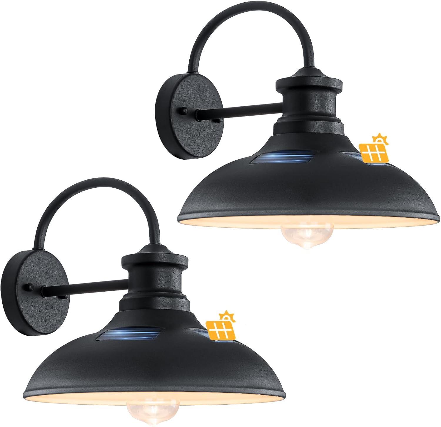 Solar Barn Lights for Outside, Dusk to Dawn Farmhouse Gooseneck Barn Light, 12