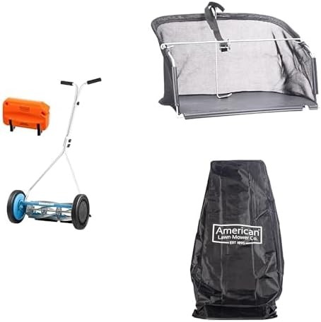 American Lawn Mower 16-Inch 5-Blade Push Reel Lawn Mower Bundle with Grass Catcher and Storage Cover Bag