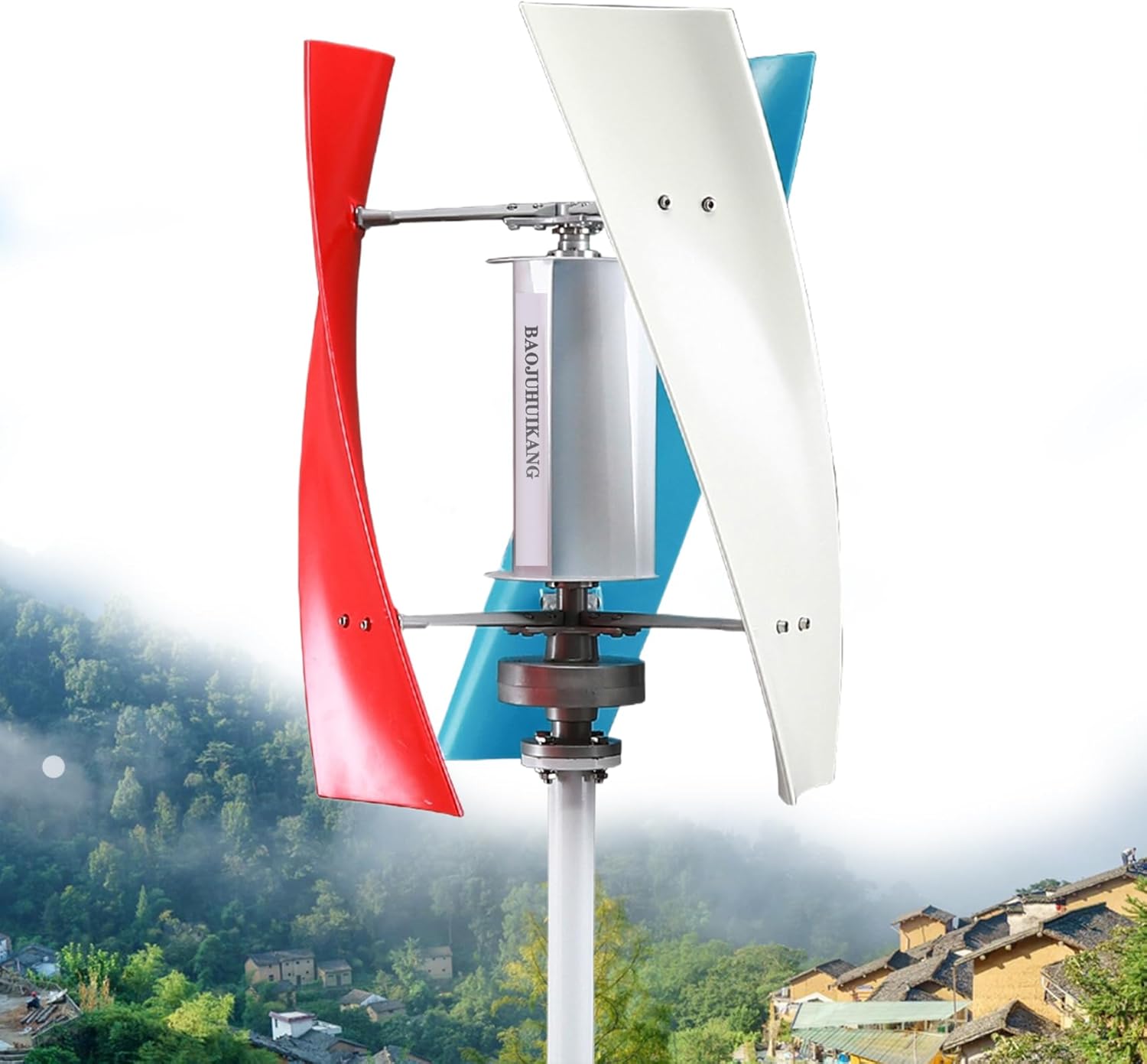 14000W Efficient Wind Turbine Generator, Durable Nylon Fiberwith Controller 3 Blades Vertical Wind Turbine Generator for Home Wind Turbine