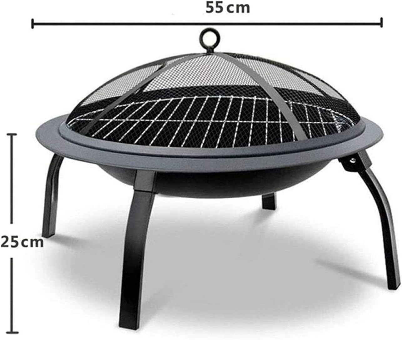 Fire Pit,with Clamp and Grilled Net for Backyard Poolside Campfire Grill,Collapsible Legged Iron Brazier Wood Burning Housewares