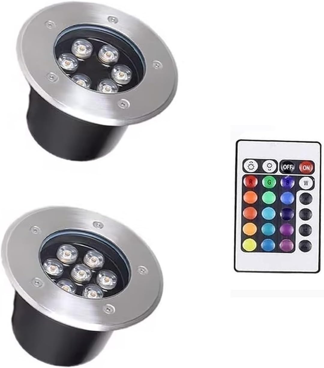 2PCS Submersible RGB Fountain Light - Recessed LED Pool Spotlight, with Remote Control Outdoor Spotlight, IP68 Waterproof Color Changing Underwater Landscape Light(24V,36W)