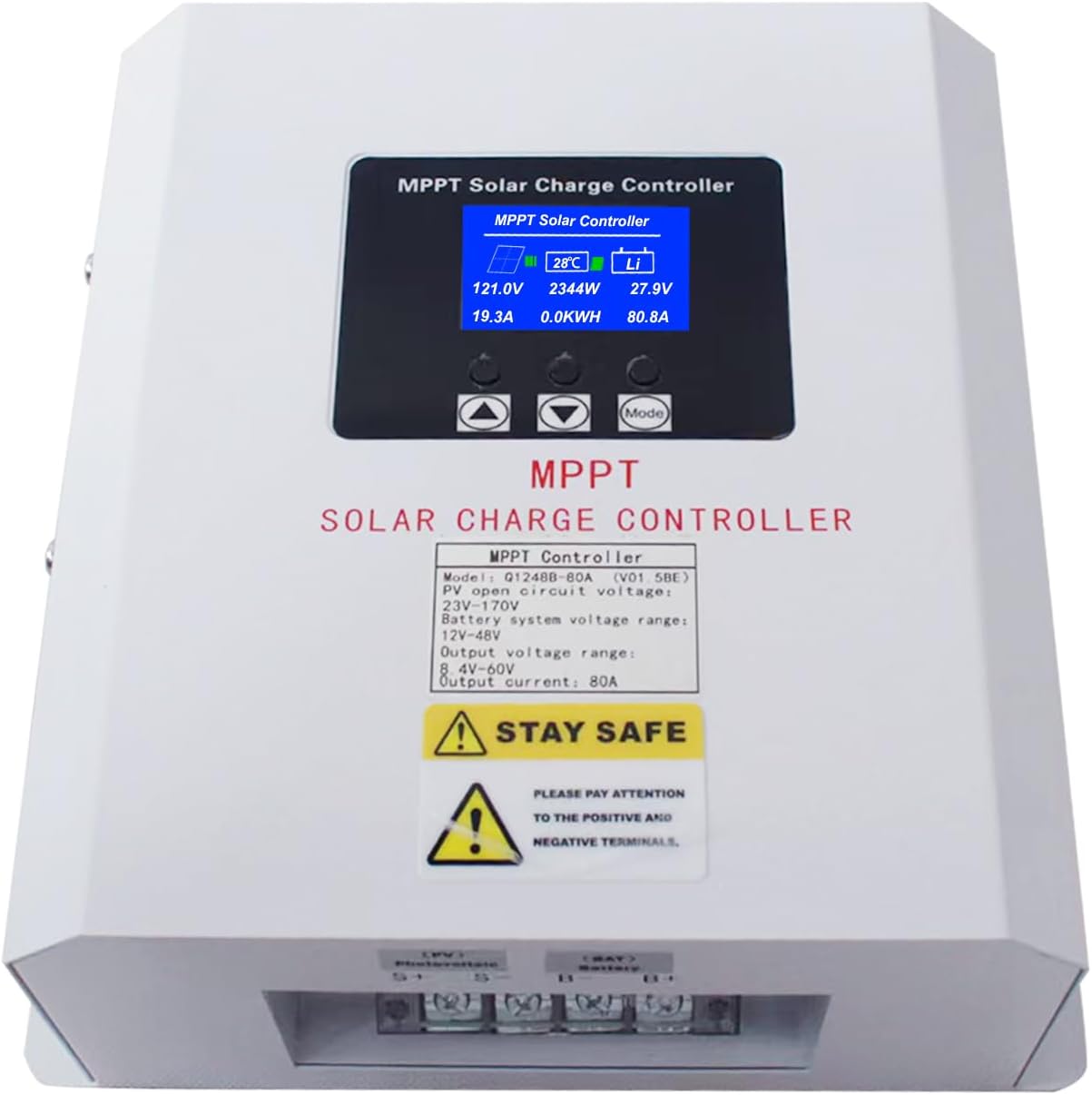 80A Solar Panel Charge Controller MPPT, Solar Battery Regulator 12v 24v 36v 48v DC Input, Parameter Adjustable LCD Display Solar Panel Regulator fit for Gel Sealed Flooded Lithium Battery
