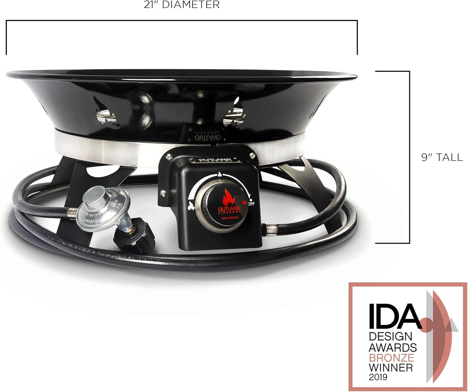 Outland Living Portable Propane Fire Pit, 21-inch, 58,000 BTU with Fire Pit Cover & Carry Kit, Smokeless Gas Firebowl | Perfect for Camping, Patio, Backyard, Tailgating, Deck, RV| Black 863 Cypress