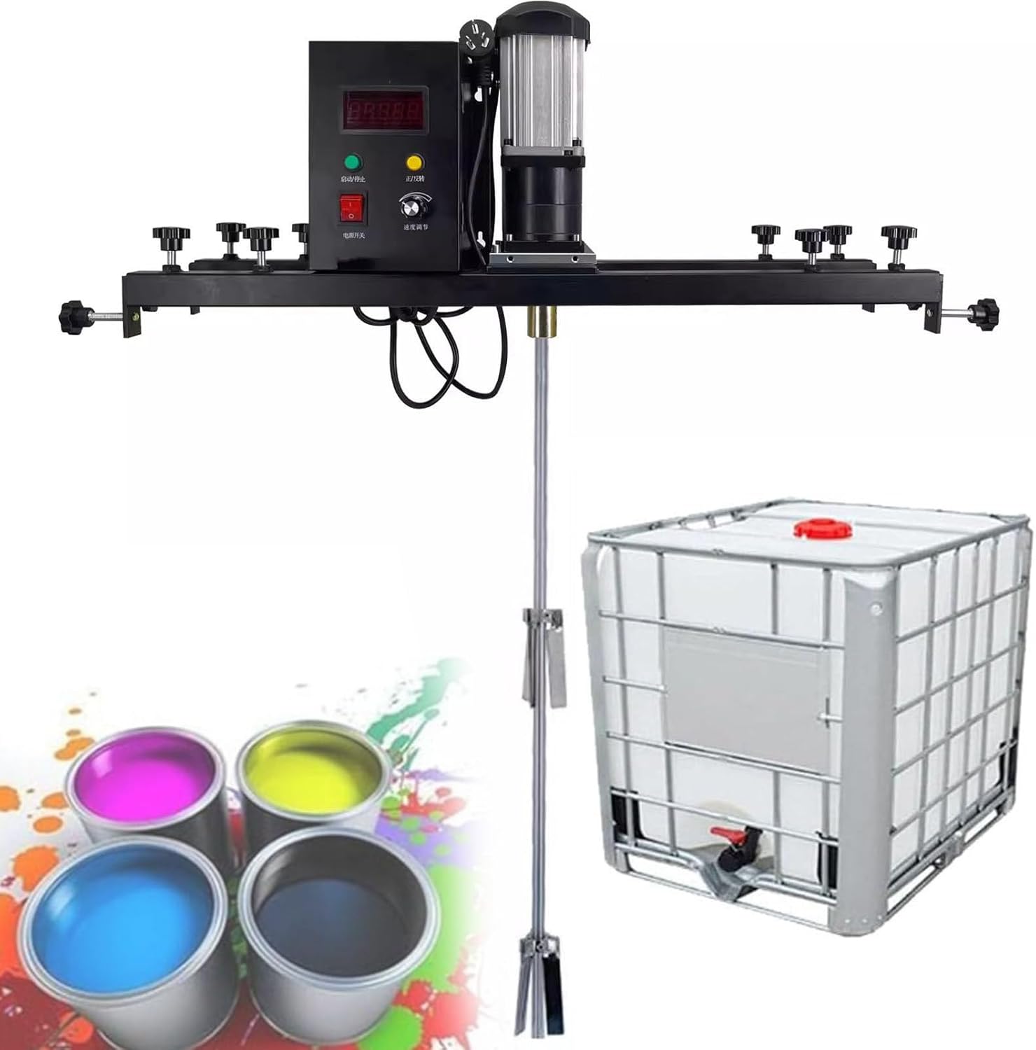IBC Agitator, 980W Electric Tank Mixer Machine, Commercial Paint Stirring Machine with Support Hanger and Folding Propeller, Paint Mixing Equipment for Ink Dissolver Agitator