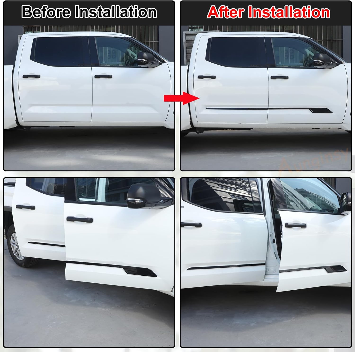 Aunginsy Door Side Molding Trim Strip Cover Compatible with Toyota Tundra 2022 2023 2024 2025, Exterior Body Side Door Molding Guard Panel Decorative Strip Sticker Protection ABS Exterior Accessories