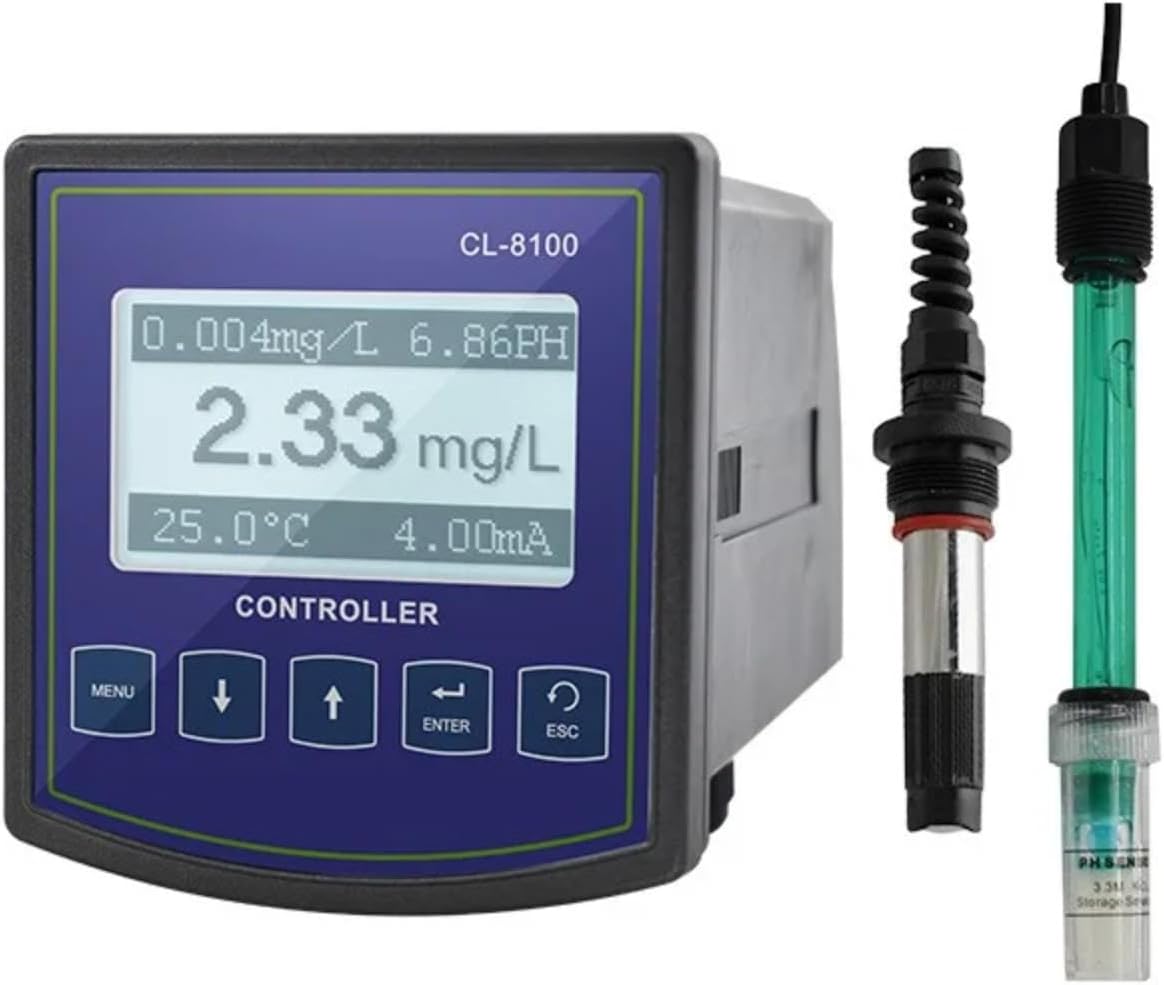 GOYOJO Chlorine Residual Meter 0-20.00 mg/L Range, 4~20mA RS485 Output - Ideal for Accurate Monitoring of Drinking Water Treatment, Water Treatment Plants, Pools and Industrial Applications