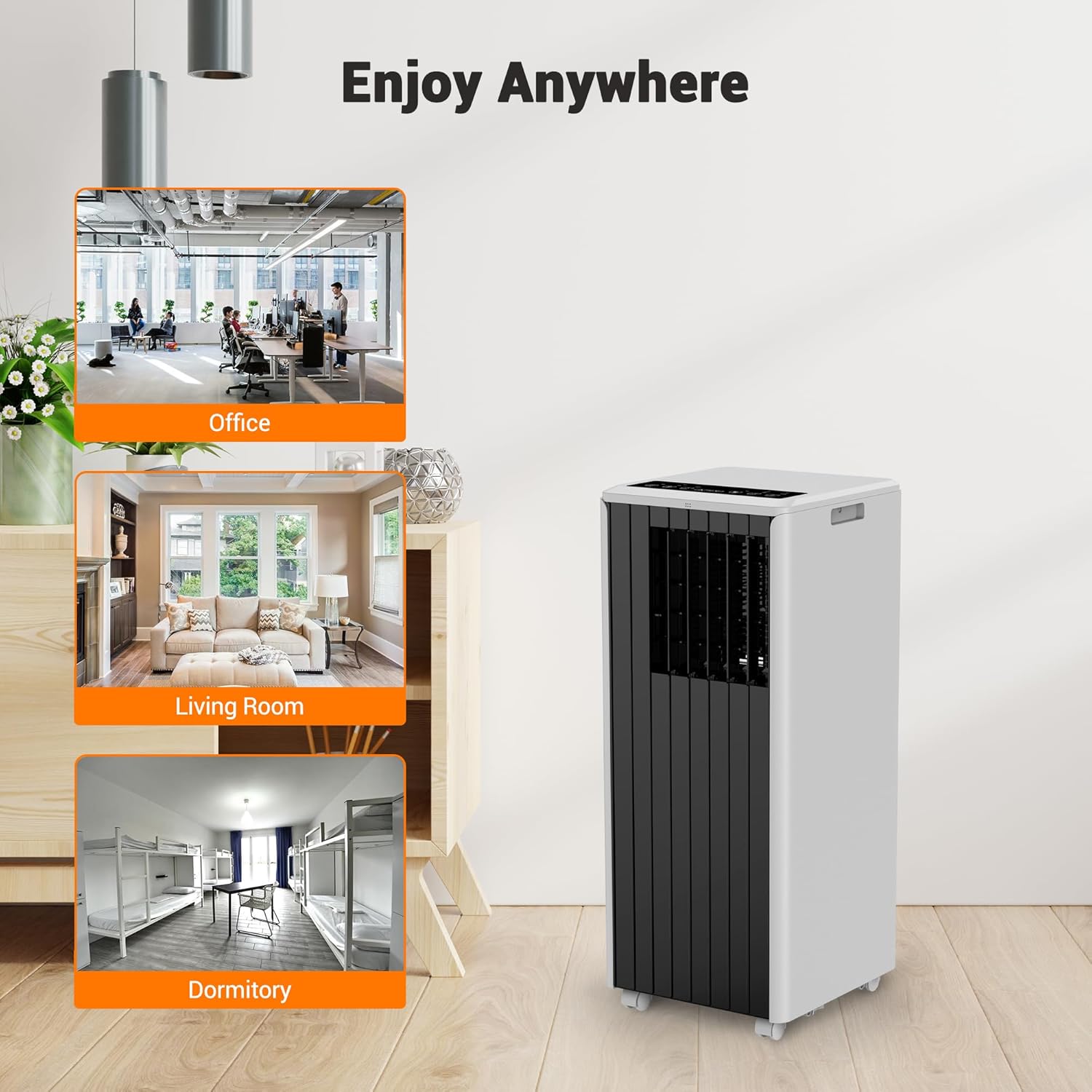 8000 BTU Portable Air Conditioner for Rooms Up to 350 Sq.Ft - 3-In-1 Cooling/Dehumidifier/Fan with Remote, Window Kit & Wheels, UltraQuiet Operation for Bedroom/Office/Living Room