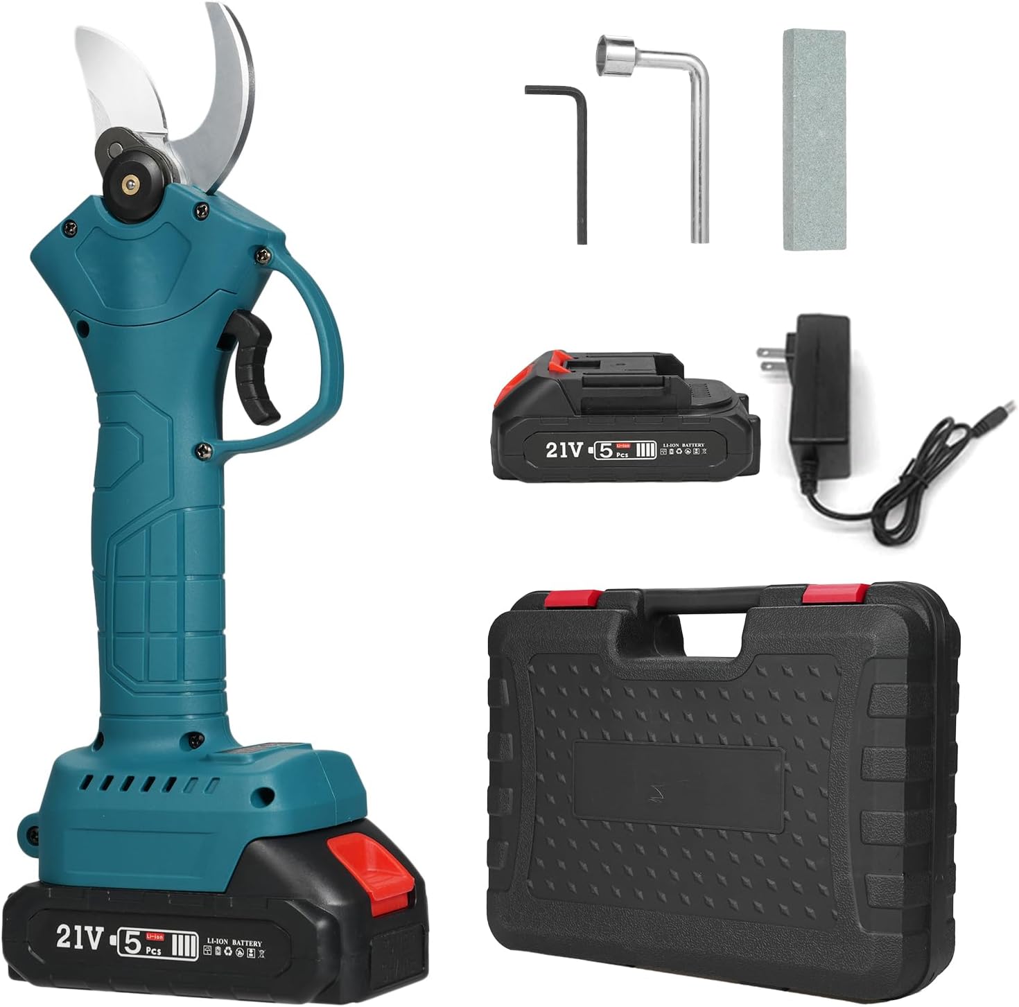 21V Portable Handheld Cordless Electric Pruning Shears with Carry Case Reable 2000mAh Lithium Battery & Powered Tree Branch Pruner Garden Clippers 30mm Max Cutting Diameter