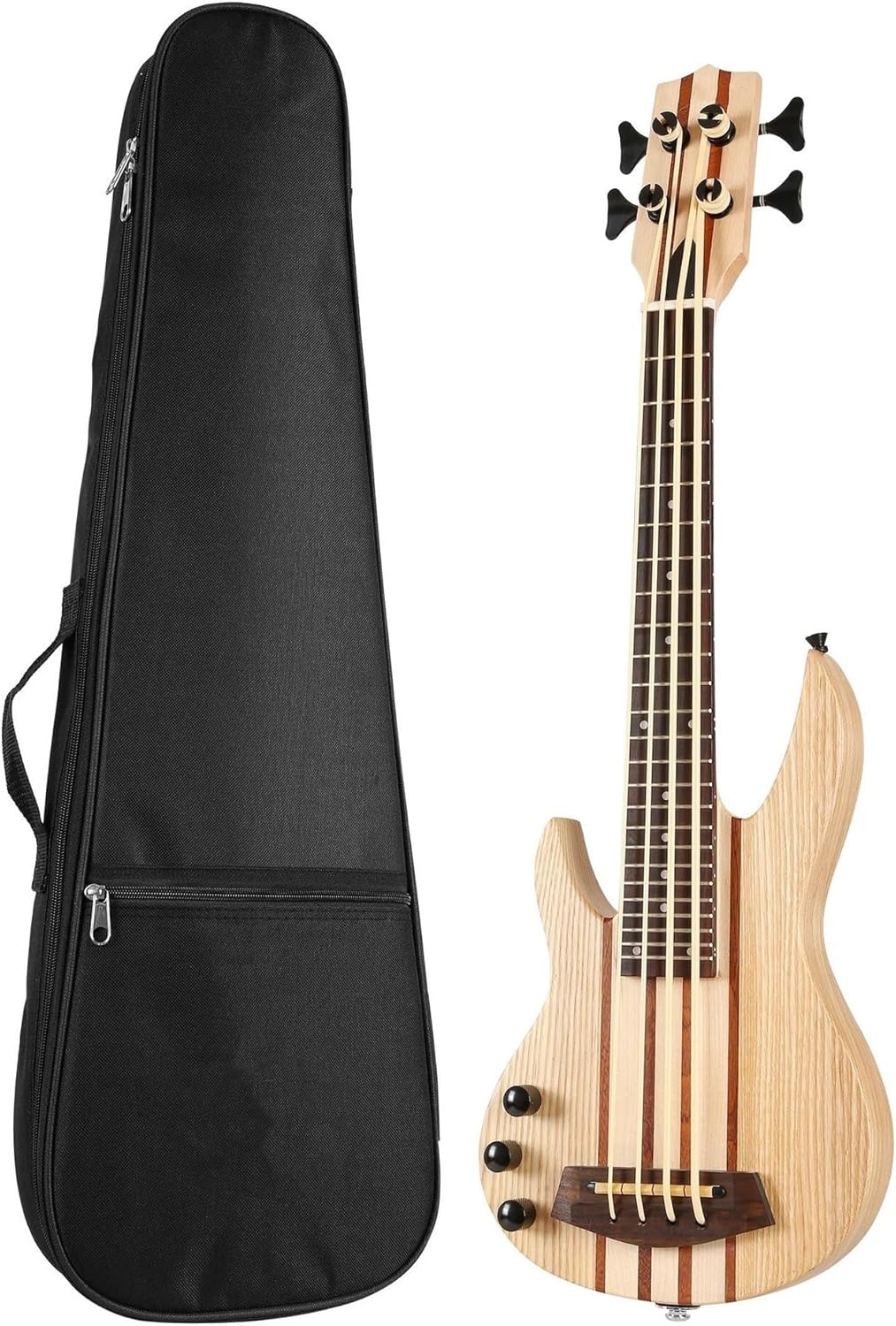 Adult Ukulele 30 Inch Electric Ukulele Bass With Strings And Guitar Bag Ash Wood Ukulele Bass(Left hand)