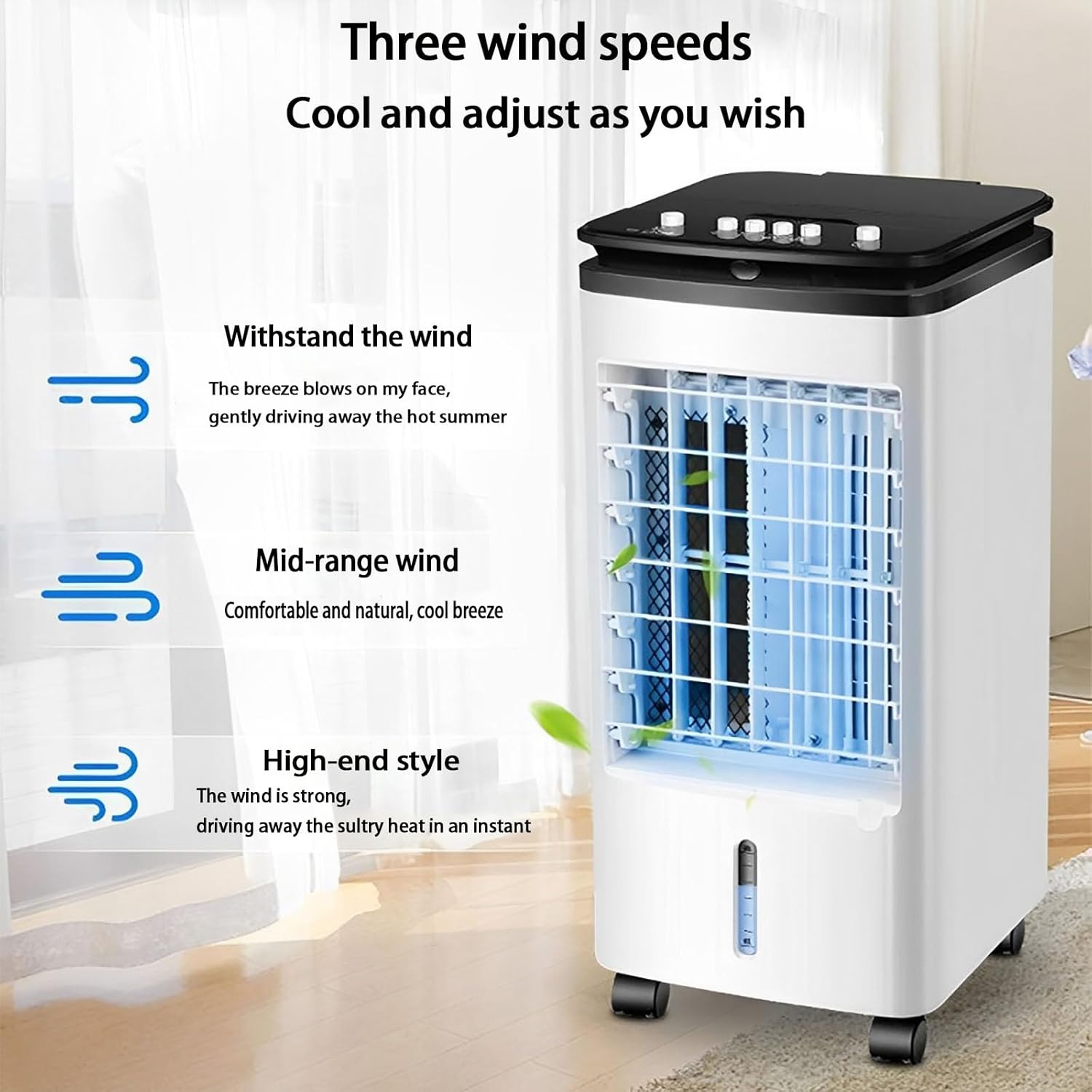 JSDMBD Portable Air Conditioners Portable Evaporative Air Cooler Floor Air Conditioner Cooling Small Electric Fan, Humidification and Purification, Three Speeds, Wide-Angle Swing, Remote Control