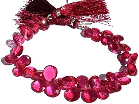 13 inch natural beads strand of 9x6-12x8mm faceted pear pink quartz gemstone briolletes beads for DIY jewelry - necklace, bracelet, earring, ring.