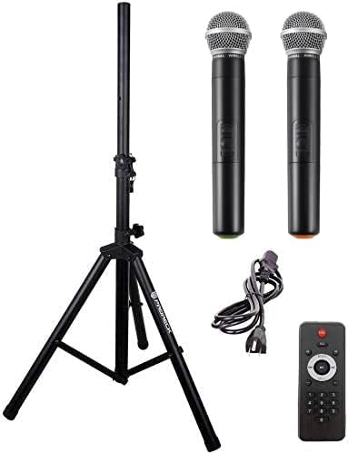PRORECK Freedom 15 Portable 15-Inch 800 Watt 2-Way Rechargeable Powered Dj/PA Speaker System with Bluetooth/USB/SD Card Reader/FM Radio/Remote Control/Wireless Microphones/Speaker Stand