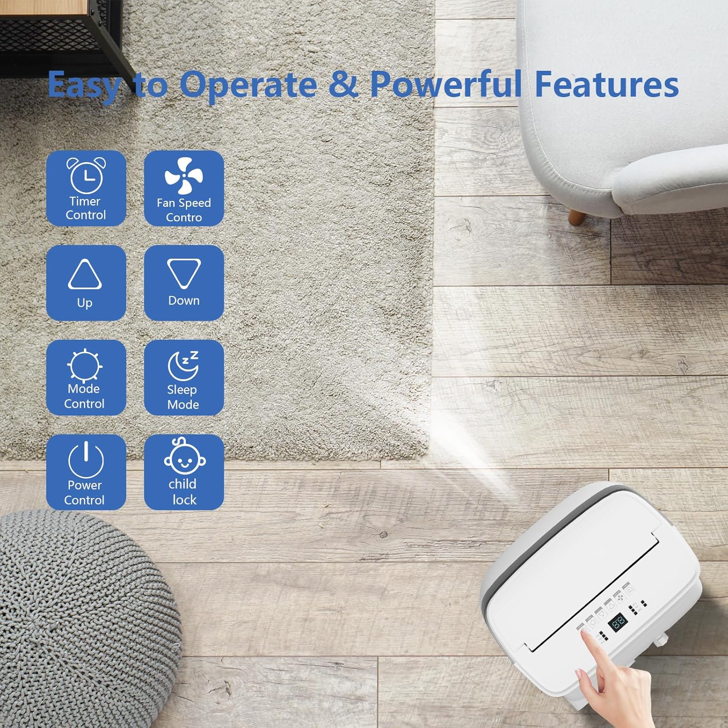 10,000 BTU Portable Air Conditioner, Cools Rooms Up to 450 Sq.Ft, 3-In-1 Floor AC Unit With Dehumidifier & Fan Modes, 24H Timer, Remote Control & Window Kit, Quiet Operation for Bedroom, Office, Home