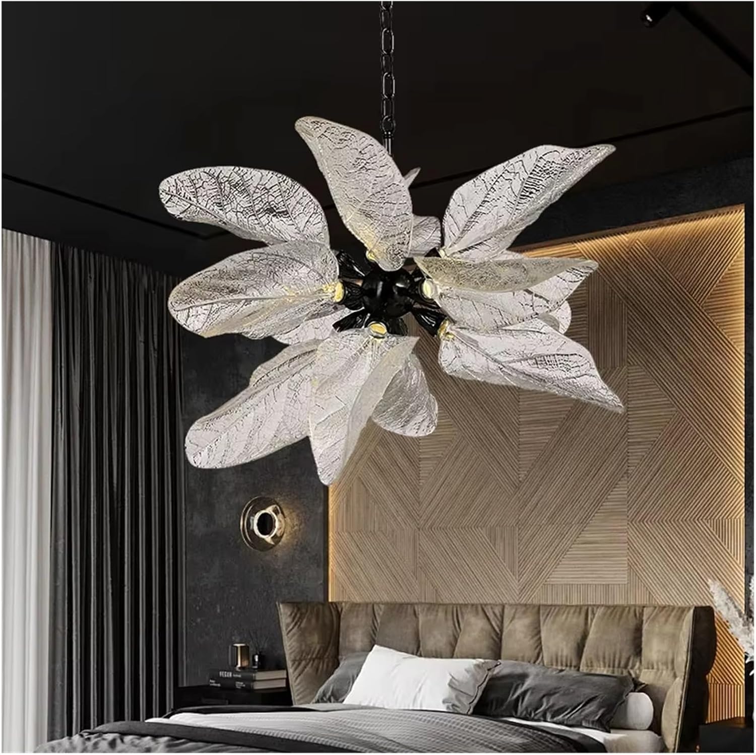 Modern Creative Chandelier Leaf Petal Hanging Lamp Luxury Shop Villa Pendant Light for Home Living Room,luminaire