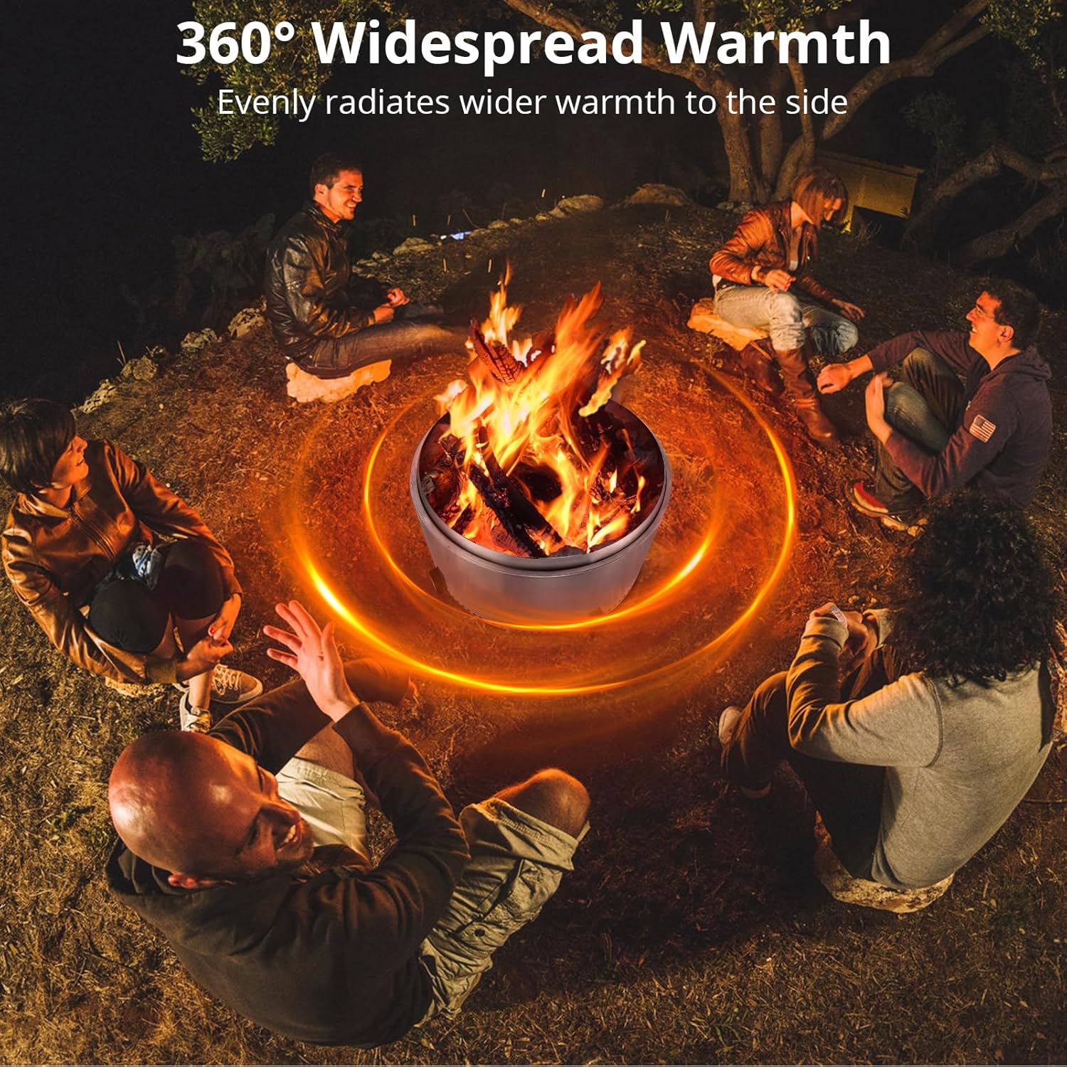 Portable Smokeless Firepit for Wood Burning, Removable Ash Base, Stainless Steel, Outdoor Fire Pit with Stand and Carrying Handel for Camping or Backyard Party