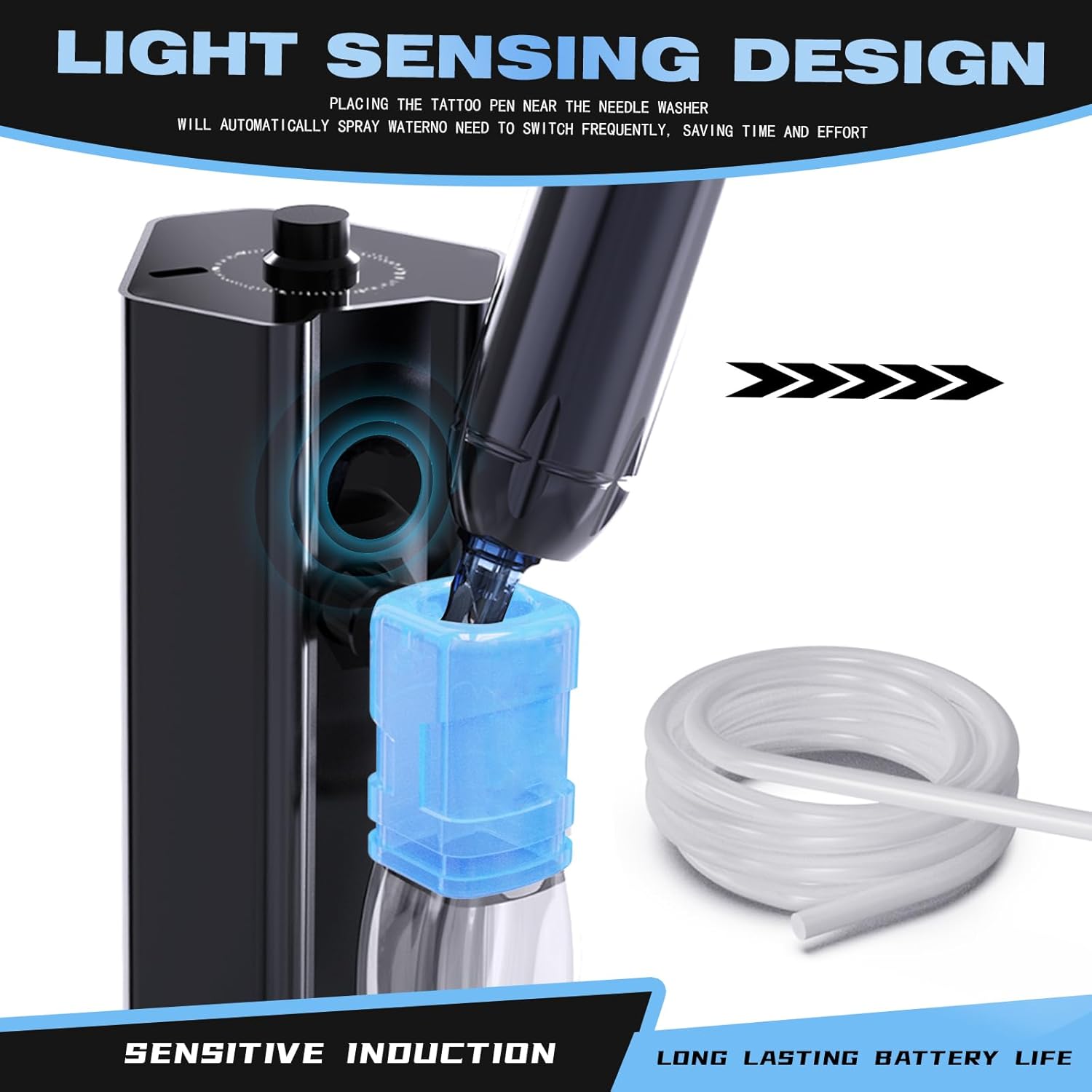 Tattoo Needle Washer Automatic Sensor Tattoo Needle Cleaning Machine Flowing Water Washing Equipment for Cartridge Needles Tattoo Cleaning Supplies Tattoo Needle Colour Rinse (Cleaning Machine)