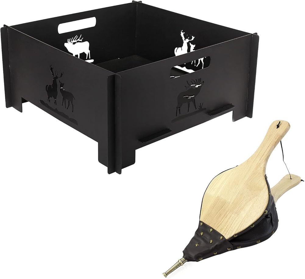 Portable Plug Fire Pit, Heavy Duty Outdoor Living FirePit and Fireplace Blowers Large Hand Wood Bellows 19