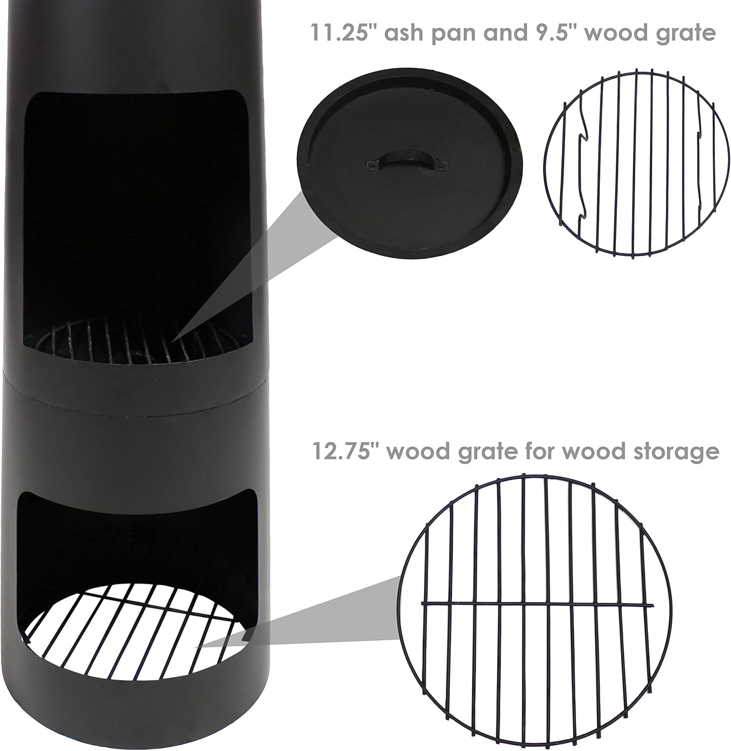 Sunnydaze Chiminea Outdoor Fireplace - Chiminea Fire Pit with Poker and Cover - Outdoor Wood-Burning Fire Pit - Black