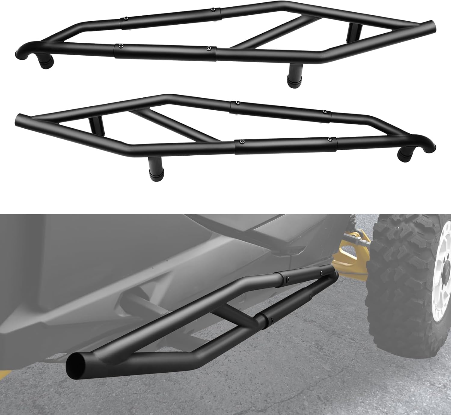 Nerf Bars Rock Sliders for 2024 Can-Am Maverick R, Combined Side Bumper Brush Guard Side Steps Nerf Bars Tree Kickers for Can Am Maverick R X RS 2024 2025 Accessories, Replace #715007170
