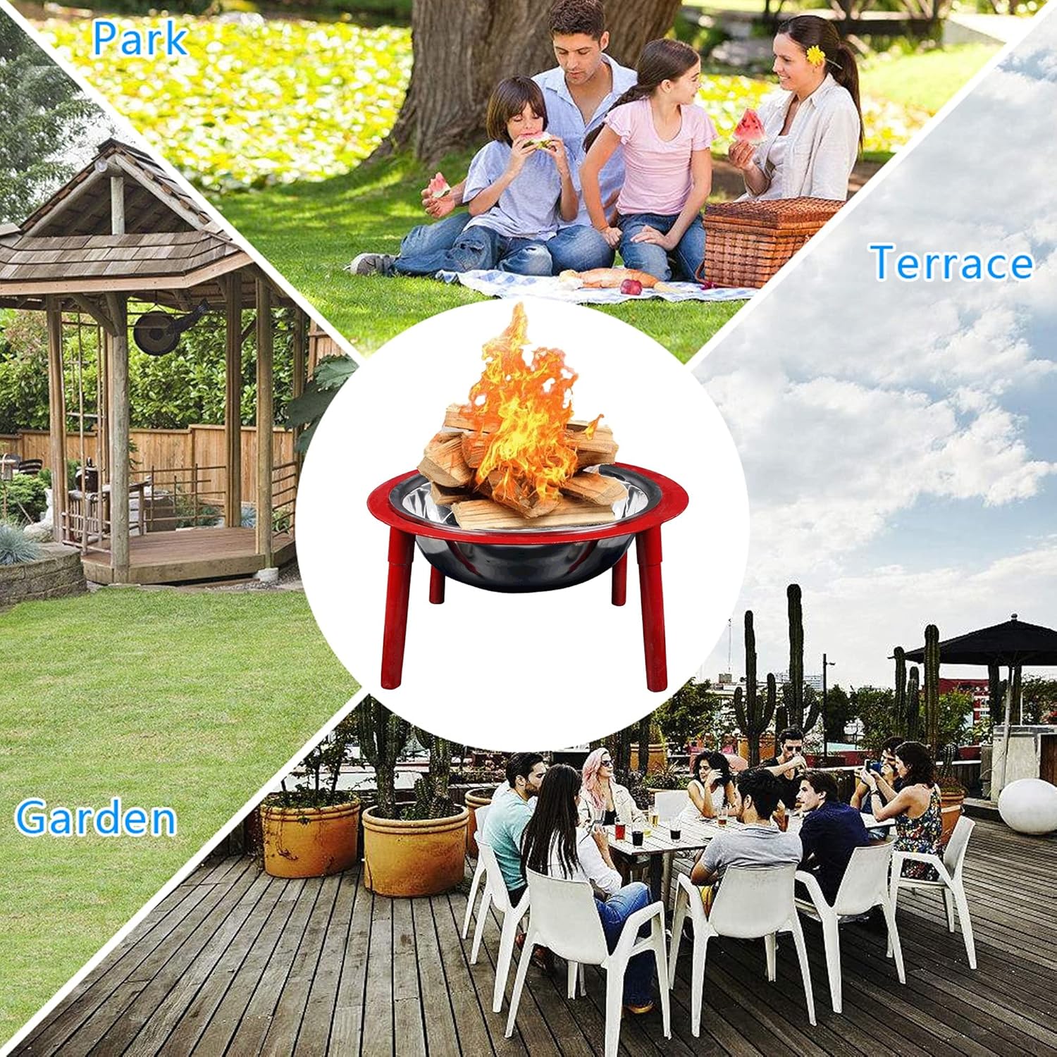 Outdoor Fire Pits & Bowls, Multifunctional Wood Burning Firepits Bowl Fireplace, BBQ Grill, Patio Heater, Portable Foot Warmer Carbon Stove for Outdoor/Indoor