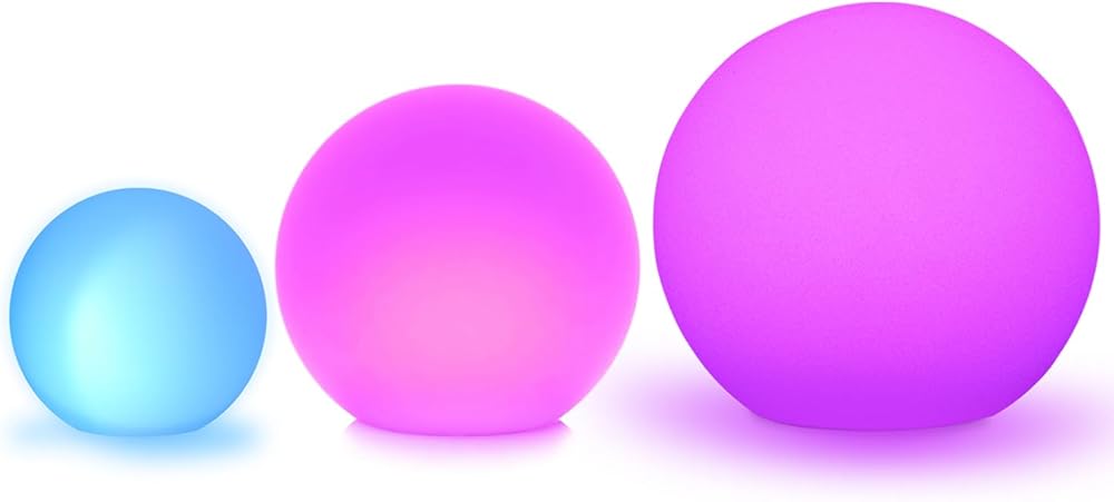 Mr.Go 8-inch LED Ball Light, 12-in and 16-in Ball Light Bundle, Remote Control, 16 RGB Colors 4 Modes, Dimmable, Rechargeable, Waterproof, Great as Night Light Mood Lamp Ambient Lighting Decorations