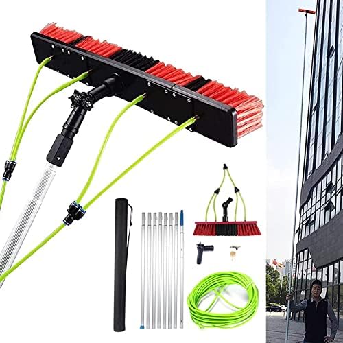 Glass Cleaning Brush Household Water Supply Telescopic Pole Kit Solar Panel Rotating Brush Solar Photovoltaic Panels，Window Lining Pool Water Fed Telescopic Brush Extendable Cleane
