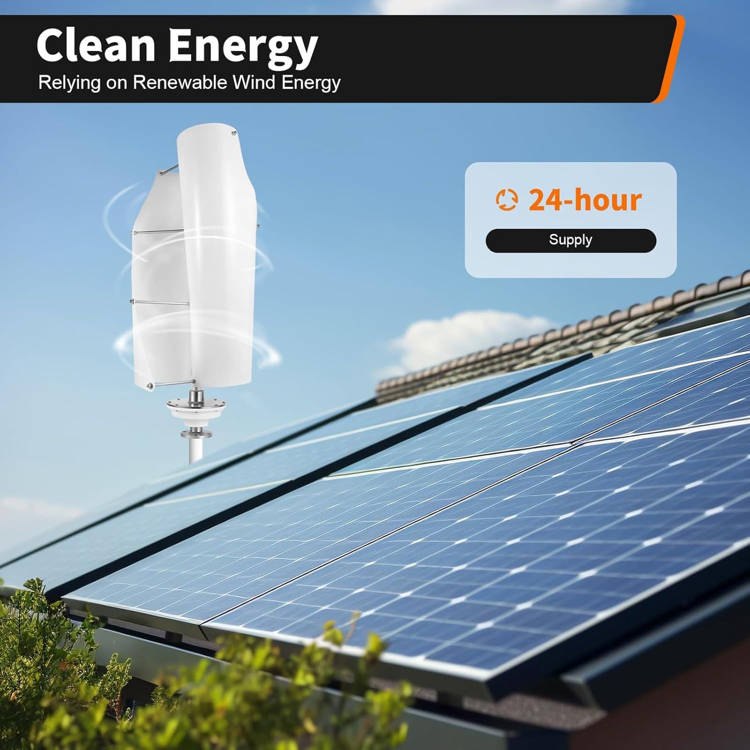 12V/24V/48V Vertical Wind Turbine Generator, 5000W Aluminum Alloy Maglev Wind Generator, for Home Power Generation, Road Street Lights,12V