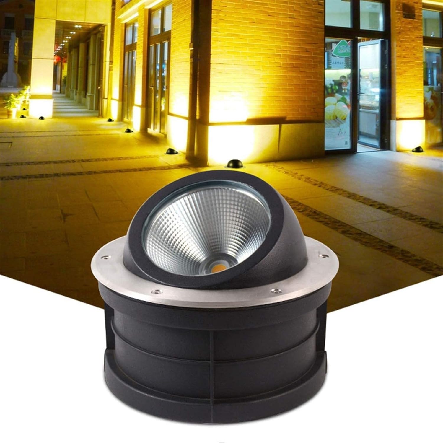 LED Landscape Lights - Outdoor Buried Lights, Stainless Steel LED Garden Floor Angle Oblique Spot Light, Round Underground Buried Lamp, IP67 Waterproof Outdoor Landscape Lights (Color : White Li