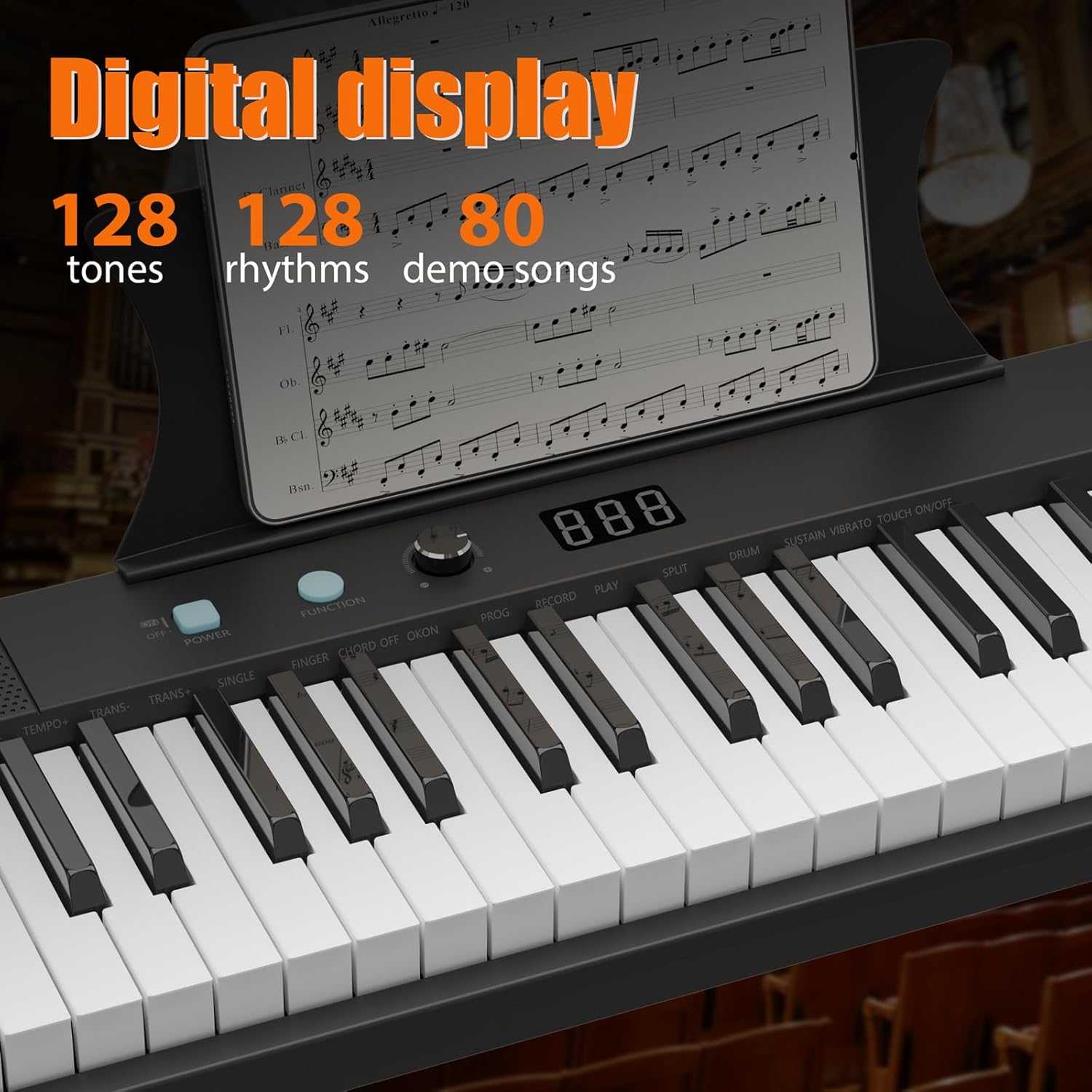 61 Key Weighted Piano Keyboard, with LCD, Note Stickers, Semi Weighted Portable Digital Piano, Small Piano Instrument, Electronic Musical Keyboard for Beginners and Professionals