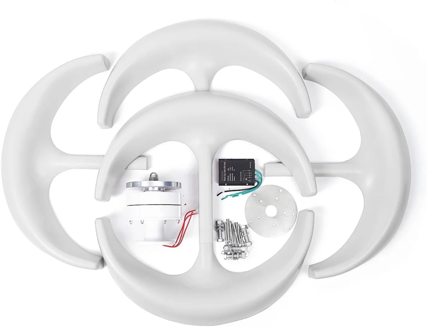 Wind Turbine 600W 24V Wind Turbine Generator Lantern Vertical Axis Wind Generator 5 Leaves with Controller Motor Kit White Red Low Starting Speed for Home(White)