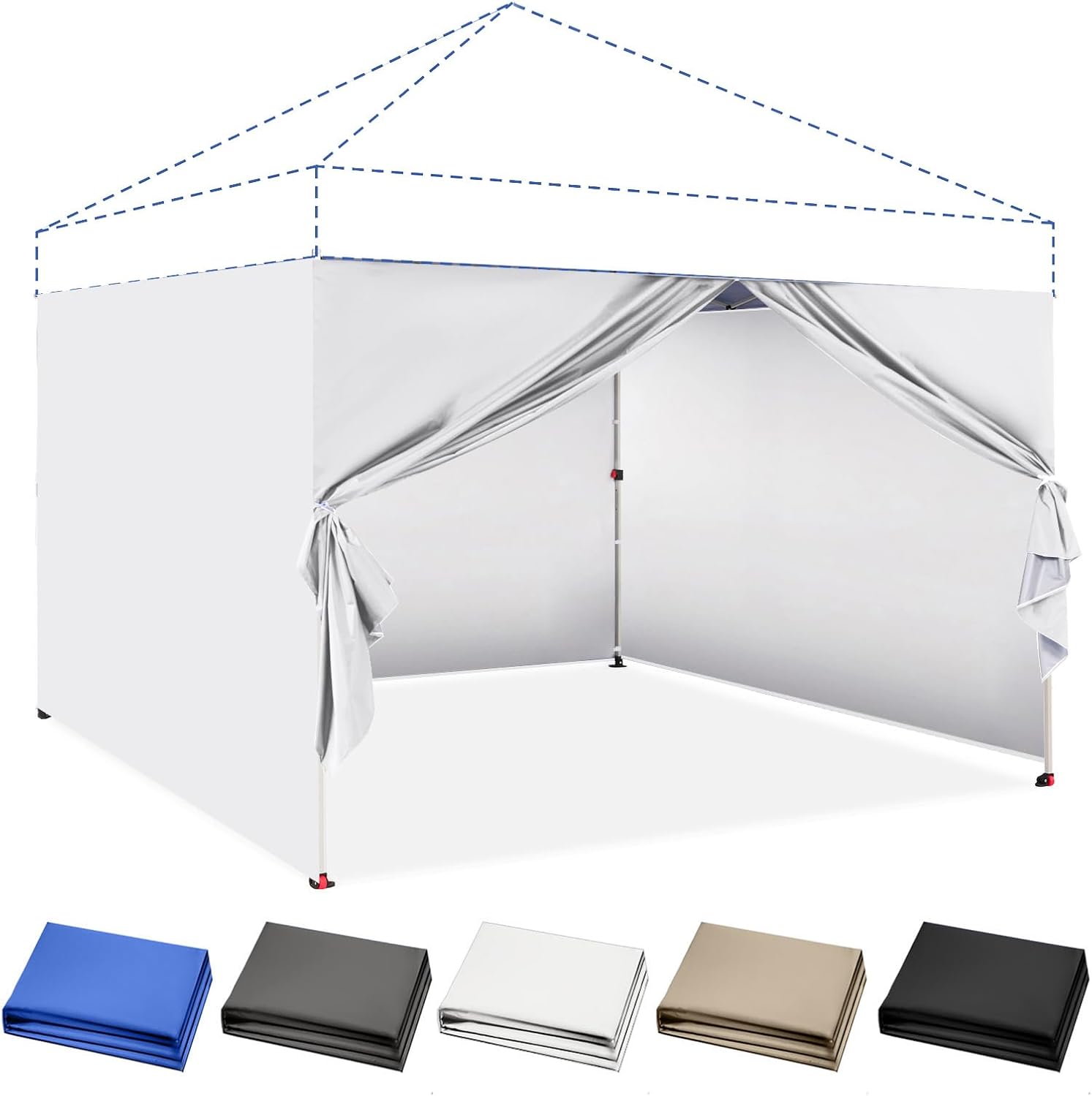 CROWN SHADES 10x10 Canopy Sidewalls (4pck) - Canopy Walls 10x10, Sidewalls for Canopy - Canopy Cover, Canopy Accessories, White