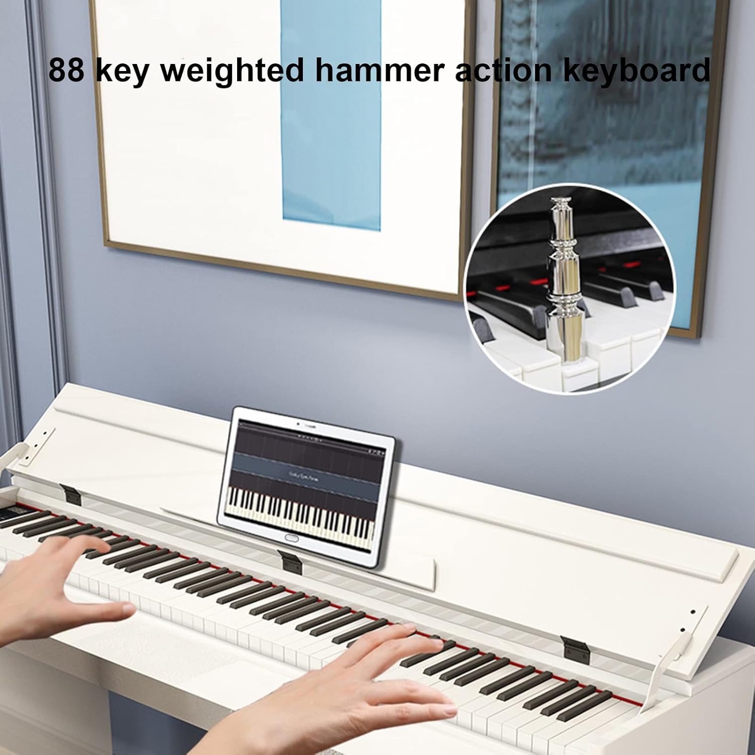 88 Weighted Keys Digital Piano Hammer Action Full Size Piano Keyboard Beginner Electric Piano USB/MIDI Home Digital Piano With Furniture Stand, 3-Pedal, Stool For Beginner & Professional(Black)