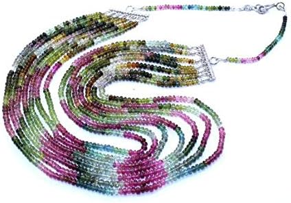 multi tourmaline smooth rondelle beads 7 strand 3-4 mm 24''necklace
