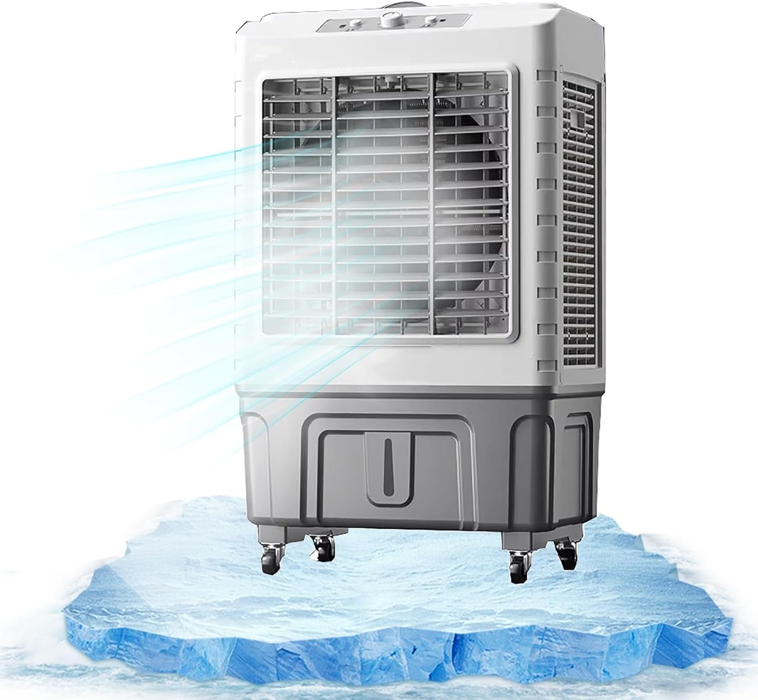 Evaporative Air Cooler 3 Speeds Air Conditioner, 3-in-1 Air Cooler with 55 Litre Capacity, 120° Oscillating Water Cooler Fan