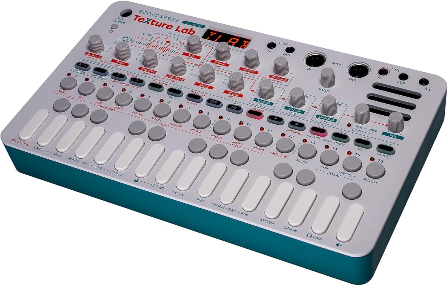 Sonicware LIVEN Texture Lab [Granular Synthesizer/Effects Processor] 4 voices - up to 64 grains, 6 Shimmer reverbs, 128-step sequencer with parameter locking, Battery-powered, Built-in speaker
