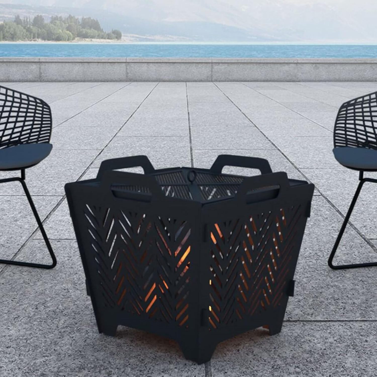 Four Seasons Courtyard FT-2303 Flat Fire Pit, Portable, Black, 19.3 x 19.02 x 16.73-In. - Quantity 1