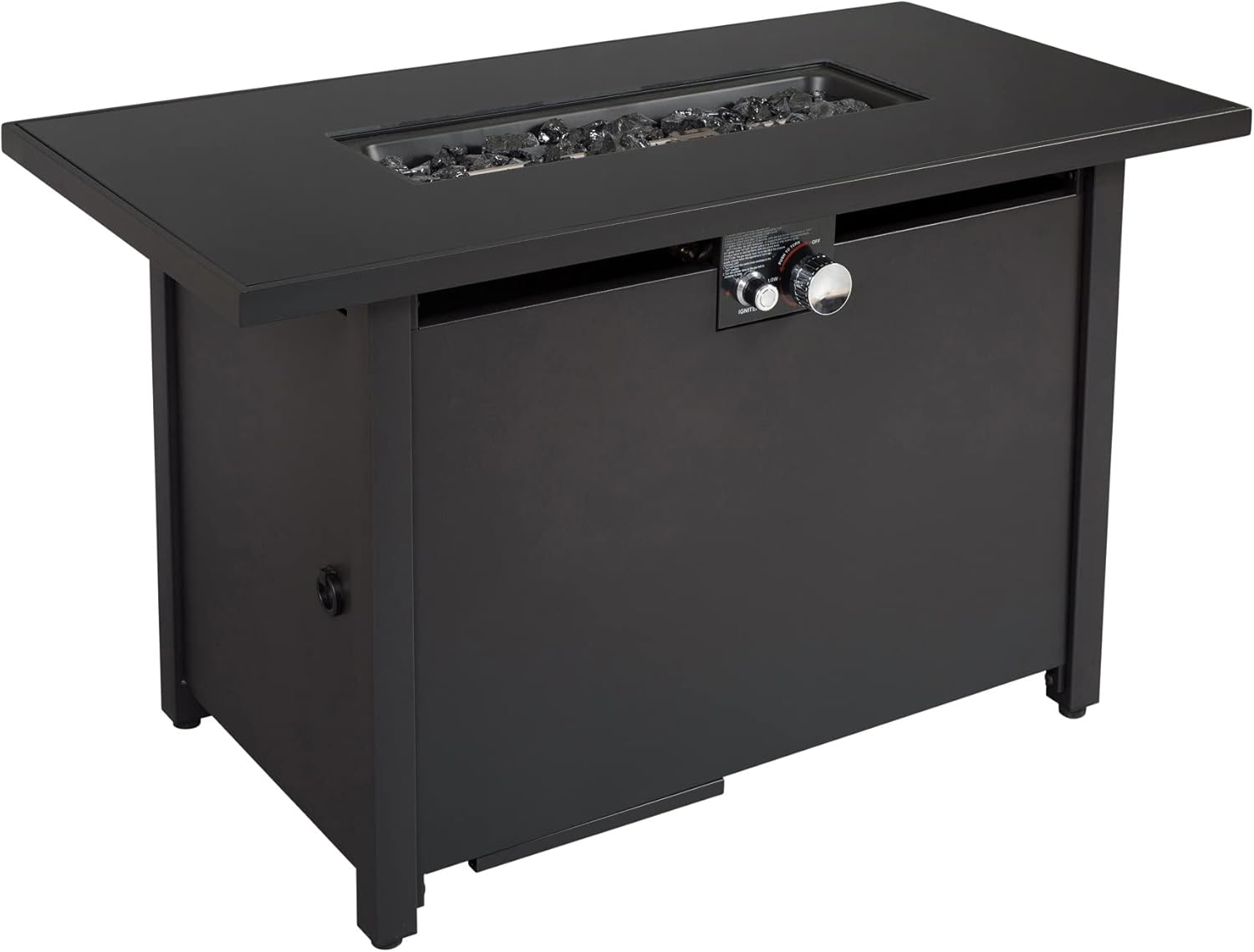 GOWE 25'' H x 42'' W Steel Outdoor Fire Pit Table with Lid (Black)